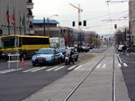 Streetcar track on Westlake Avenue to the lake Union.