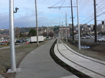 Seattle streetcar track along the Lake Union Park