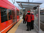 Streetcar stop along Lake Union Park.