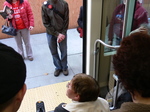 Seattle streetcar - wheelchair passenger waiting for the ramp.