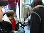 Seattle streetcar - wheelchair passenger.