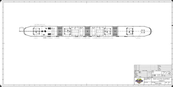 100% Low Floor Superior Plus. Drawing showing roof with electric equipment. 